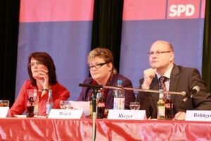 Staatssekretärin Vera Reiß, Bettina Brück (MdL), Jens Rieger (SPD - Landtagskandidat)